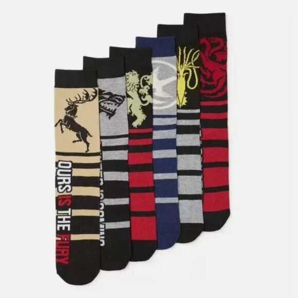 🐺 HYP GAME OF THRONES MENS CASUAL CREW 
SOCKS 6-PACK - FITS SHOE SIZES 8-12 🐺 - Picture 3 of 9